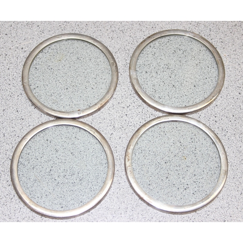 1099G - 2 boxed sets of 4 (8 in total) glass and silver rimmed drinks coasters, hallmarks for Birmingham 200... 