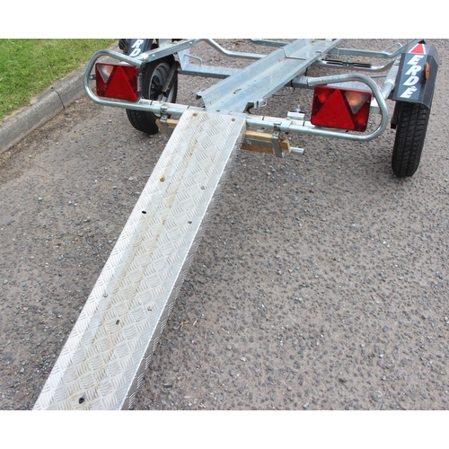 700A - 2016 Erde SAS single motorcycle trailer with lights, with tyres, breakaway chain, only used 5 or 6 t... 