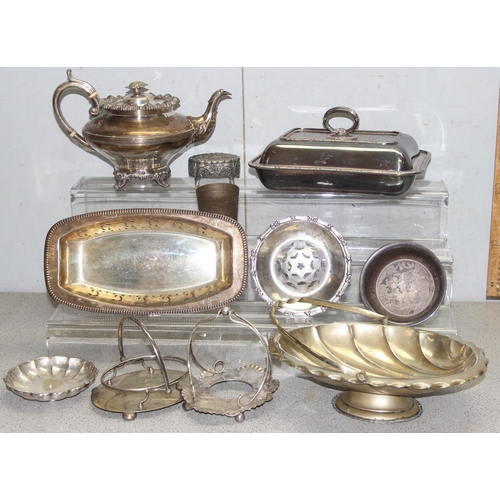 1007 - Qty of assorted antique and later silver plated items, approx 4.5kg gross