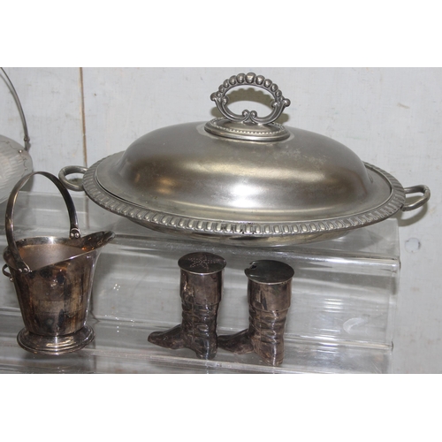 1020 - Qty of assorted interesting antique and later silver plate and other smalls, approx 3.2kg gross