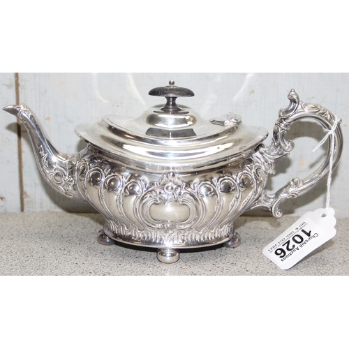 1026 - Antique silver plated tea set by Daniel & Arter, Birmingham