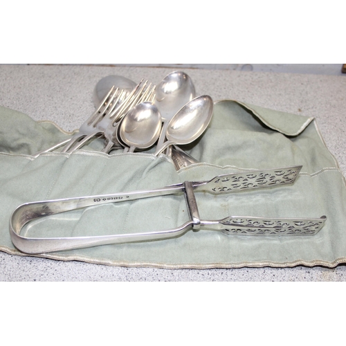 1027 - Qty of mixed silver plated flatware, some with silver collars, approx 4kgs gross