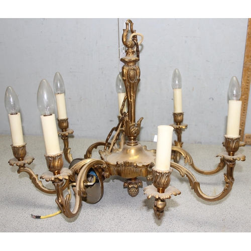 234 - A vintage gilded metal 8 branch pendant ceiling light