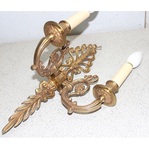 238 - 4 decorative gilt brass wall light sconces, approx 37cm