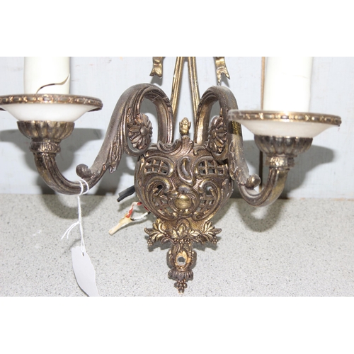 240 - Pair of metal decorative floral wall sconce electrical lights, approx 30cm