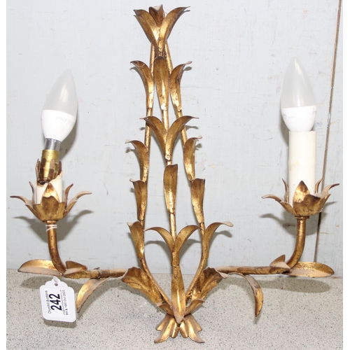 242 - Pair of metal decorative wall sconce electrical lights, approx 40cm