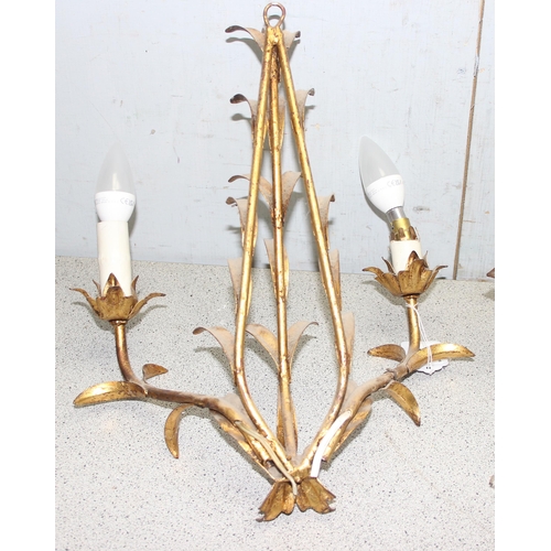 242 - Pair of metal decorative wall sconce electrical lights, approx 40cm