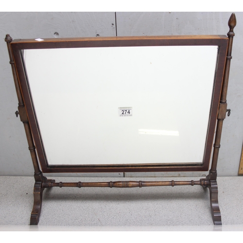 274 - Edwardian mahogany dressing table mirror with turned supports, approx 55cm w x 59cm H