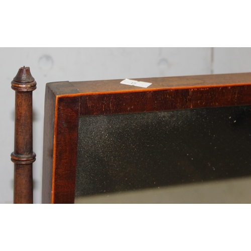 274 - Edwardian mahogany dressing table mirror with turned supports, approx 55cm w x 59cm H