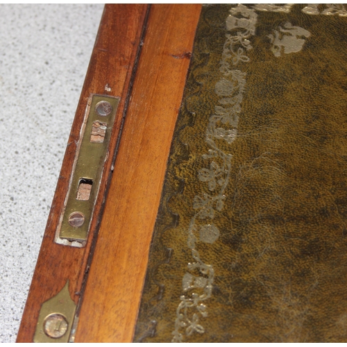 276 - Antique burr walnut campaign writing slope, with brass bound corners, approx 30cm x 22cm x 12cm