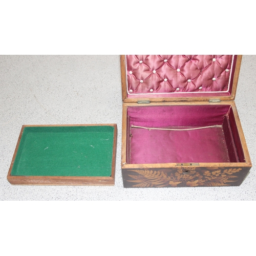 277 - Scottish Fernware jewellery box with a transfer print of Barmouth from the Island, approx 23cm x 16c... 