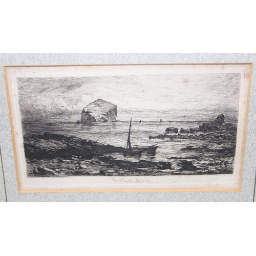 405 - George Stratton Ferrier (1852 - 1912), 2 framed drypoint copper plate etchings of boats in choppy se... 