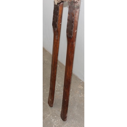 701 - Pair of Kandahar vintage wooden skis by A. Rossick? approx. 215cm long