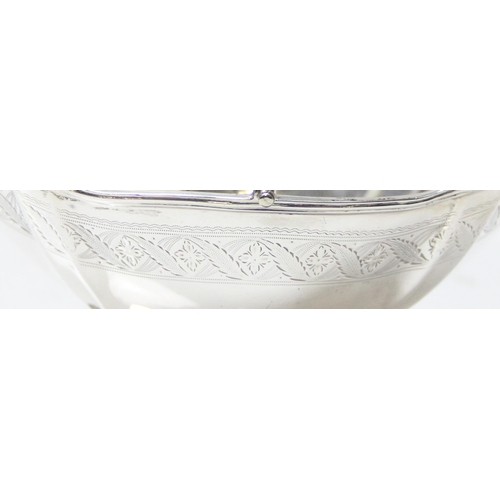 1029 - An antique silver swing handled basket with engraved decoration, Sheffield 1923 by Mappin & Webb, ap... 