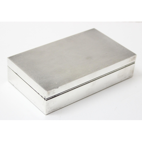 1049 - A good quality vintage silver cigarette box with engine turned top, London 1956 by Asprey & Co, appr... 