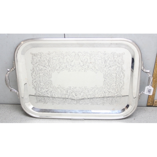 1081 - An extremely large Italian silver plated serving tray with engraved decoration made by Teghini of Fl... 