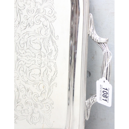 1081 - An extremely large Italian silver plated serving tray with engraved decoration made by Teghini of Fl... 