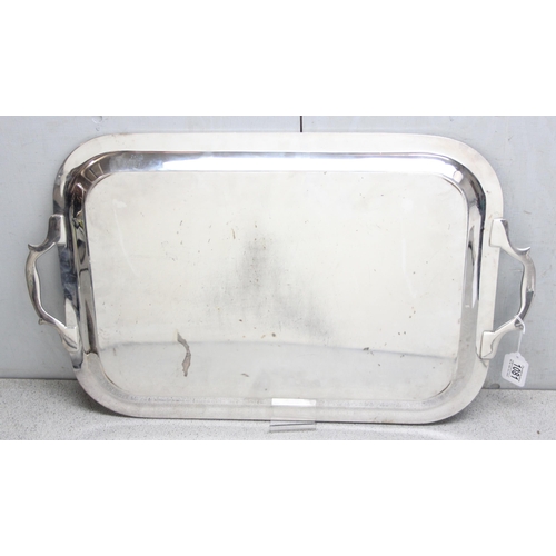 1081 - An extremely large Italian silver plated serving tray with engraved decoration made by Teghini of Fl... 