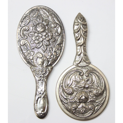 1087 - 3 vintage small silver hand mirrors, one with full English hallmarks for Sheffield 1996 by Carrs, th... 