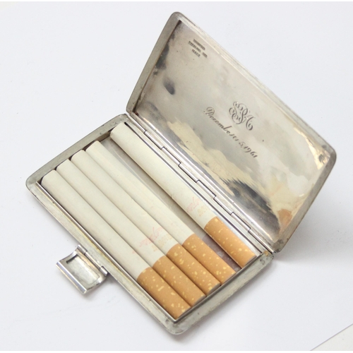 1089 - A mid-century silver cigarette case by Tiffany & Co, made in Italy, marked 925 & XRF confirmed, with... 