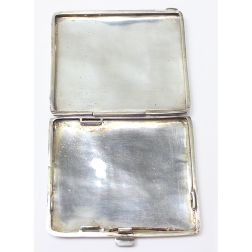 1090 - A fine Iraqi silver & niello cigarette case, each side decorated with scenes of boats and palm trees... 