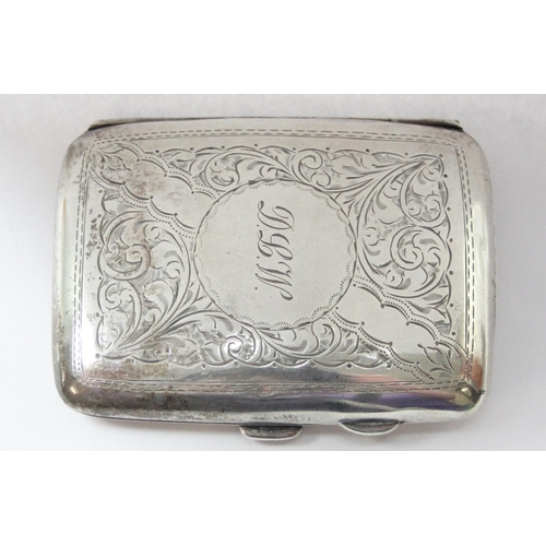 1096 - A silver cigarette case with engraved decoration, Birmingham 1915 by Joseph Gloster, approx 59.61g g... 