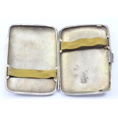 1096 - A silver cigarette case with engraved decoration, Birmingham 1915 by Joseph Gloster, approx 59.61g g... 