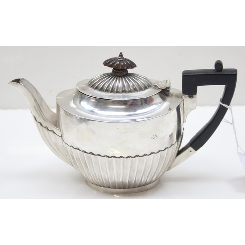 1099I - A Victorian silver bachelor's teapot of half reeded form, London 1899 by Charles Stuart Harris, appr... 