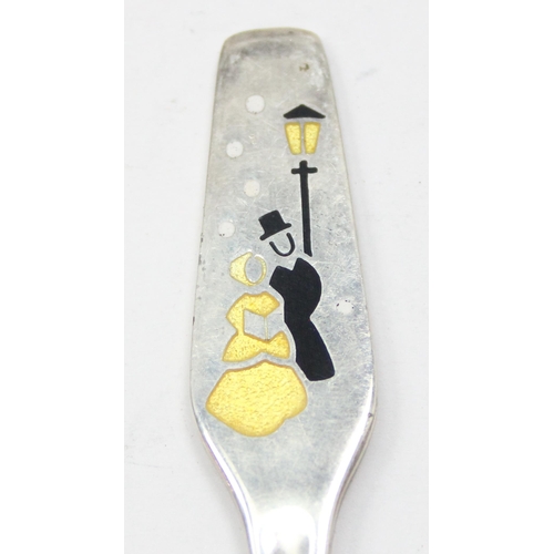 1099K - A retro Danish silver and enamel spoon, dated 1975 by Mena of Denmark