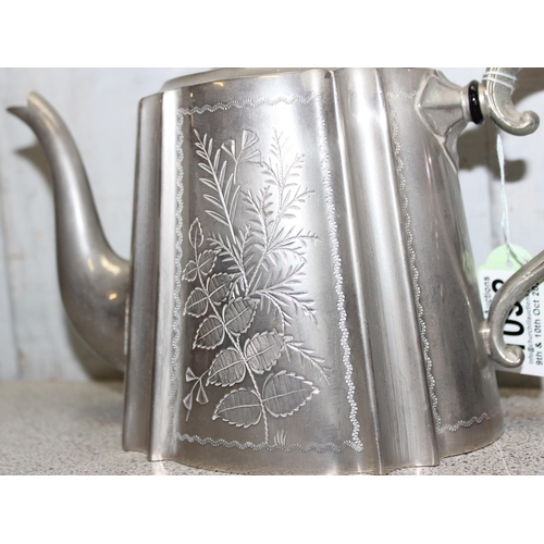 1098 - 2 antique silver-plated coffee pots/hot water jugs, tallest approx 24cm