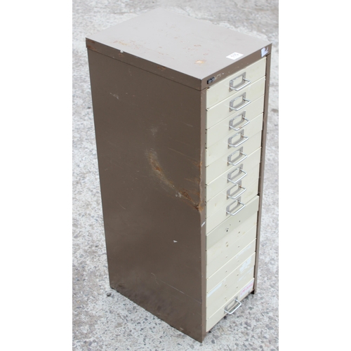 115 - A Bisley 15 drawer metal cabinet, approx 28cm wide x 38cm deep x 116cm tall