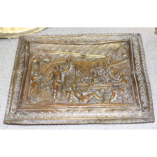 1783 - Assorted vintage brass items to incl letter box, trivet, chargers etc, approx 5.1kg gross