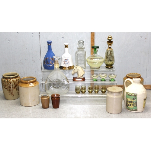 1787 - Qty of vintage and later glass and ceramics, to incl decanters, stoneware jars etc