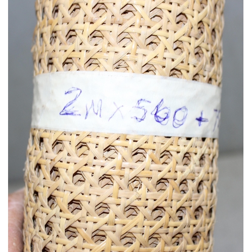 208 - 2 lengths of rattan cane webbing, 2M x 560mm and 750mm x 400mm