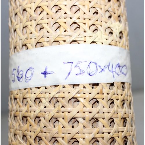 208 - 2 lengths of rattan cane webbing, 2M x 560mm and 750mm x 400mm