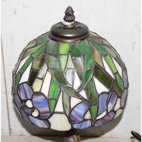 265 - Tiffany style table lamp with colourful glass shade, approx 30cm tall