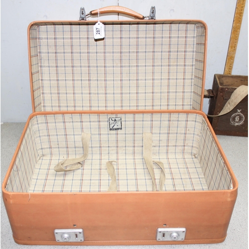 287 - 2 travel cases and a wooden ammo box with handles, largest approx 60cm x 41cm x 20cm