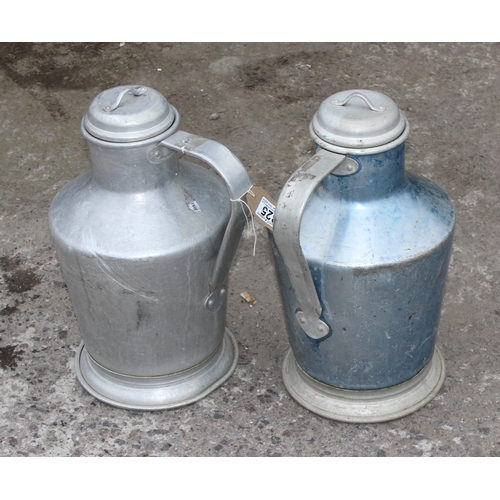 325 - 2 vintage aluminium churns or milk carriers, each approx 39cm tall