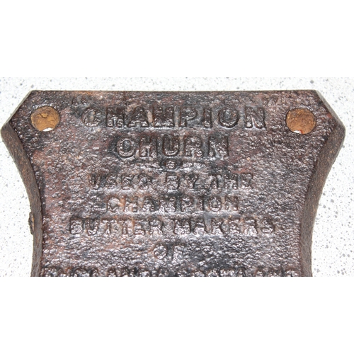 448 - Cast iron wall plaque for 'Champion Churn' used by the champion butter makers of England and Scotlan... 