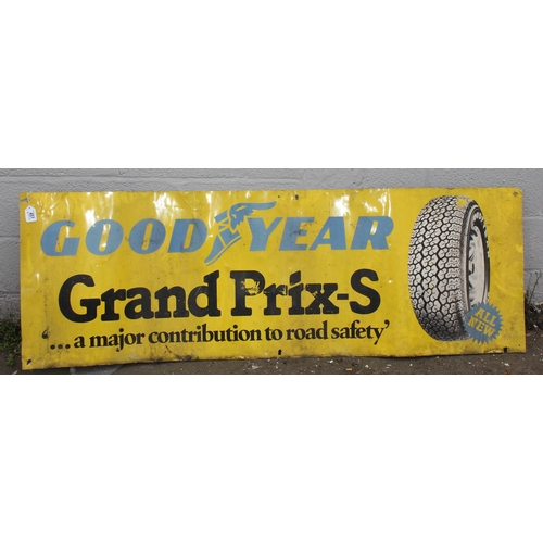 451 - Vintage Goodyear Grand Prix S Tyres painted metal advertising wall plaque approx 182cm x 61cm