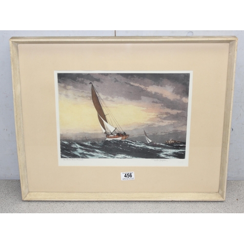 456 - 2 x artist's proof framed prints of paintings depicting sailing boats on the sea by Winston Megoran ... 