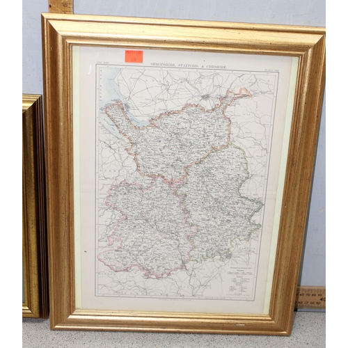 457 - 6 framed vintage maps to incl Philadelphia, London, New York, Spain, Shropshire, Staffordshire and C... 