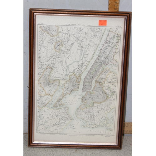 457 - 6 framed vintage maps to incl Philadelphia, London, New York, Spain, Shropshire, Staffordshire and C... 