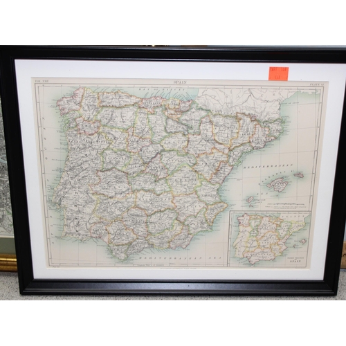 457 - 6 framed vintage maps to incl Philadelphia, London, New York, Spain, Shropshire, Staffordshire and C... 