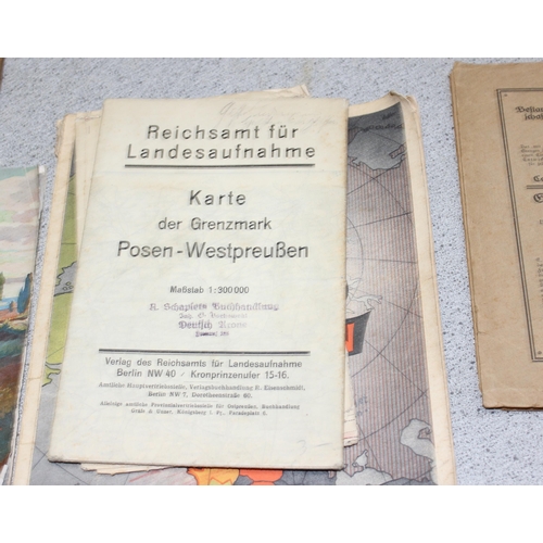 513 - Collection of pre WWII maps of German districts including large cloth backed map of South Germany, a... 