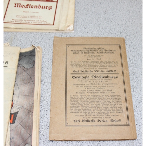 513 - Collection of pre WWII maps of German districts including large cloth backed map of South Germany, a... 