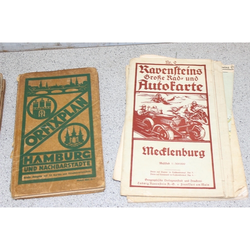 513 - Collection of pre WWII maps of German districts including large cloth backed map of South Germany, a... 