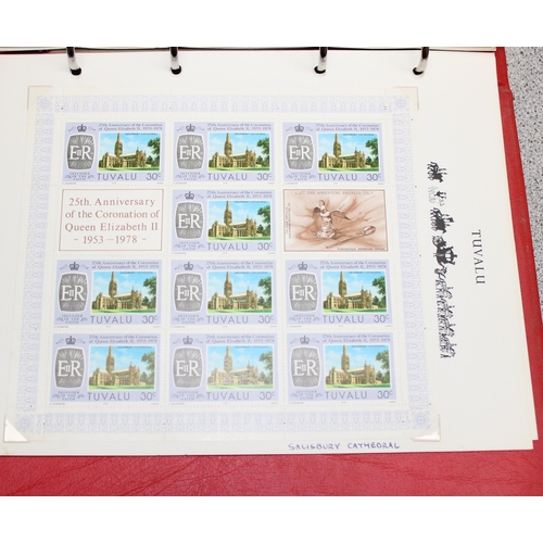 535 - Box of mixed stamps, empty albums and a Stanley Gibbons Coronation Anniversary Stamp Album with cont... 