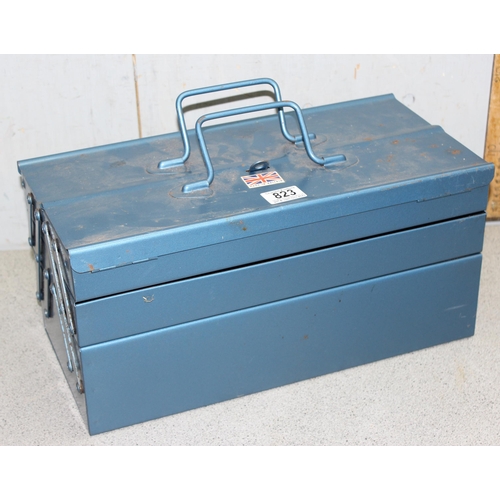 823 - New old stock, blue metal cantilever tool box