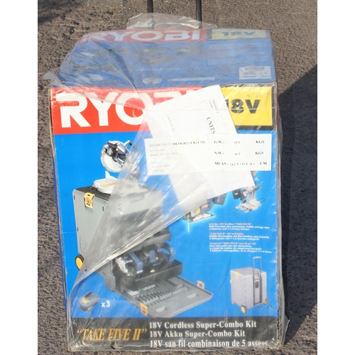 822A - Ryobi 18v CSC-18/5 tool box containing 5 power tools, still factory sealed new